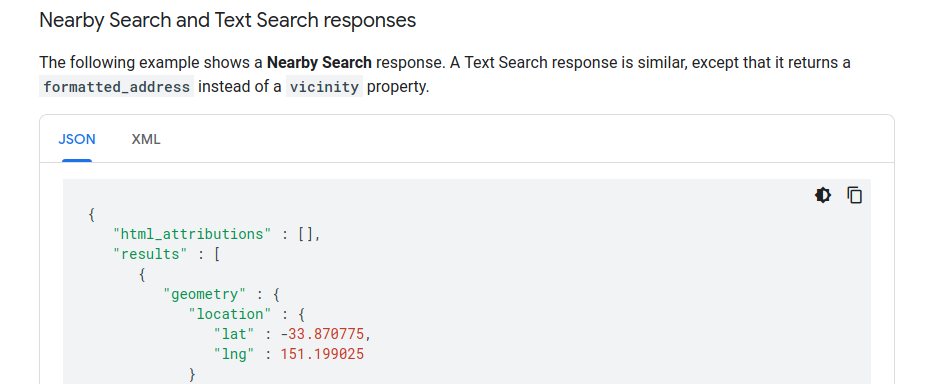 Text Search Example Output